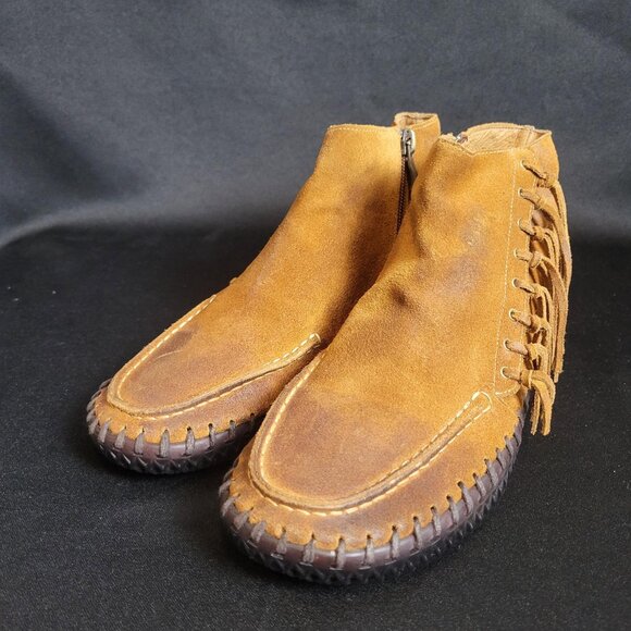 Antelope Size 37 / 6.5-7 US Suede Moccasins Boots Shoes Side Zip NEW! Hard Sole - Picture 3 of 9